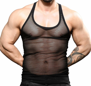 Camiseta sin mangas de malla transpirable sin mangas para hombre de Color sólido 2024, camiseta sin mangas para gimnasio de alta calidad - Product Image 6