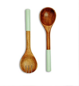 Juego de servir ensalada de madera y resina epoxi hecho a mano de Color azul, Juego de 2 servidores de ensalada de 10 pulgadas, producto indio hecho a mano - Product Image 5
