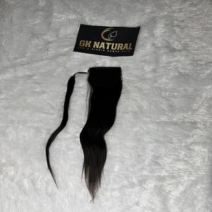 100% réel Remy indien Extension de cheveux Clip-In queue de cheval tissage Texture ondulée simple cheveux dessinés extrémités - Product Image 4