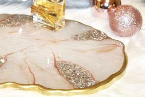 Resin <b>Decorative</b> Tray in Multiple Colors Round Shape Home <b>Decor</b> Resin Tray High Quality - Product Image 4