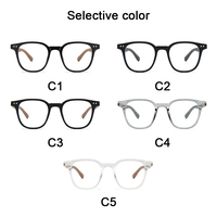 Gafas Ópticas Retro Redondas Cuadradas TR90 para Hombre y Mujer con Bisagras Metálicas, Patillas con Diseño de Madera y Protección Contra Luz Azul