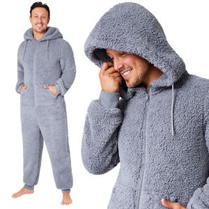 Combinaison en polaire sherpa d'hiver pour homme Logo personnalisé Combinaison à capuche Vêtement de détente thermique Vêtement de nuit Couleur personnalisée Taille Haute qualité - Product Image 2