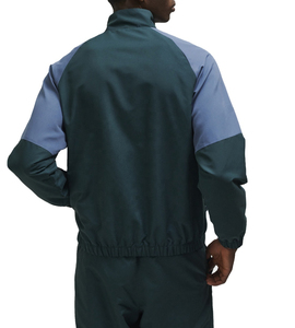 Veste coupe-vent à fermeture éclair pour hommes ensemble de jogging en satin survêtement en nylon décontracté conception patchwork survêtement à couleurs bloquées personnalisé - Product Image 2