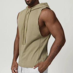 Customizable Printed Sports Fitness <b>Hoodie</b> Summer Workout Men <b>Gym</b> Hoodies Vest Light French Terry Sleeveless <b>Hoodie</b> - Product Image 3