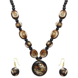Beadside Brown <b>Elephant</b> Design Fashion Jewelry Set 1106603D <b>Necklace</b> - Product Image 1