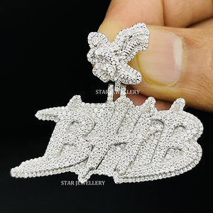 Pendentif STAR JEWELLERY en or 10 carats serti de diamants de laboratoire, personnalisé, unisexe, hip-hop, coupe ronde brillante, à porter tous les jours - Product Image 2