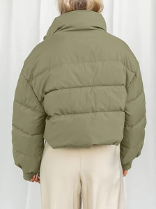 New Trending Womens Cropped Long Sleeves <b>Short</b> Waisted Women'S Puffer <b>Jacket</b> - Product Image 6