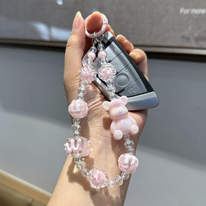 Großhandel Cartoon Acryl Bär Handyband Niedlicher Modischer Taschenanhänger Perlen Galvanisiert DIY Handykette - Product Image 4
