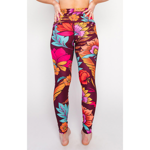 OEM personnalisé femmes Indie Flow imprimé 2 pièces ensemble d'entraînement respirant Scrunch fesses Yoga Leggings solide haut Leggings un lavé - Product Image 4