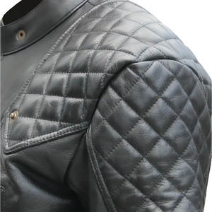 <b>Black</b> Stylish & Comfortable Men Quilted Leather Jackets Retro Biker Bomber Leather Puffer Jacket Padded Motorcycle Jacket 2026 - Product Image 4