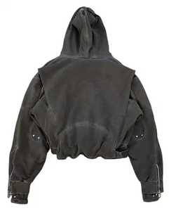 Sudaderas con capucha lavadas vintage de diseño personalizado al por mayor para hombre sudaderas con capucha lisas en blanco con hombros caídos de algodón 100% para invierno - Product Image 3