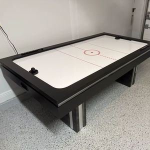 Mesa de Air Hockey completamente nueva con marco negro, patas plateadas, discos y palas incluidos - Product Image 1