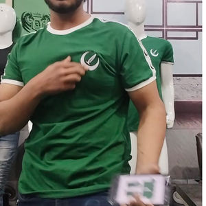 Venta al por mayor de fábrica de polialgodón Ringer de manga corta Camiseta logotipo personalizado bordado hombres camisetas bordado camiseta - Product Image 3