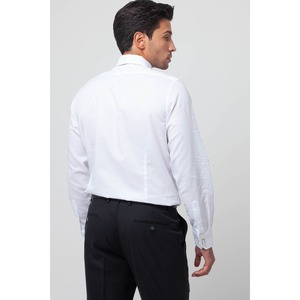 Camisa de vestir ajustada de algodón 100% para hombre con puños franceses-Diseño liso bohemio, ropa formal de manga larga - Product Image 3