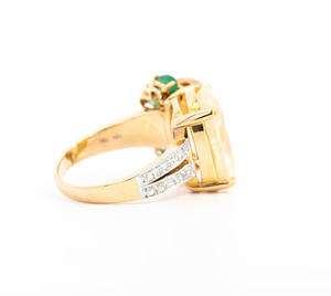 Bague en diamant Moissanite ovale avec saphir jaune et émeraude Bague en or massif pour bijoux de mode pour femmes - Product Image 5