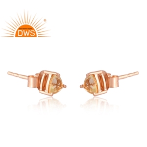 Amazing Trendy Design 925 Silver 18K Rose Gold Plated Natural <b>Citrine</b> Gemstone <b>Earring</b> Custom Design Jewelry Manufacturer - Product Image 4