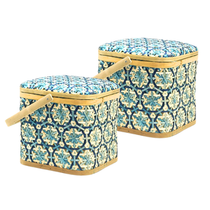 Cestas de almacenamiento de bambú tejidas a mano con patrón de flores, cesta de almacenamiento de frutas con colores, ideal para regalos y uso decorativo - Product Image 1