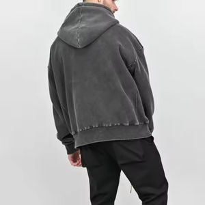 Sudadera Unisex de Felpa Francesa Gruesa, Lavada al Ácido, Impermeable, Serie High Street, Corte Regular, Estilo Vintage, Color Piedra, para Invierno - Product Image 5