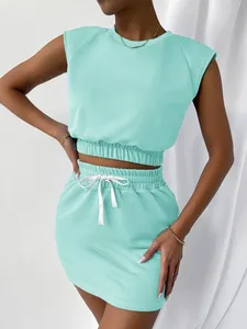 ต่ําขั้นต่ําฤดูร้อนสตรีพืชเสื้อกล้ามสองชิ้นชุดกระโปรงที่กําหนดเองชุดสั้นชุดสองชิ้นผู้หญิง - Product Image 6