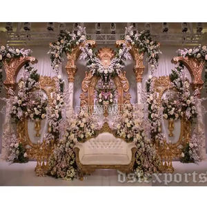 ชิคาโกที่ดีที่สุดของตกแต่งเวทีงานแต่งงานแบบอินเดียธีมโมเดิร์นและเรียบง่ายเอเชียเวทีแต่งงานสีขาวทองสวยงาม - Product Image 1