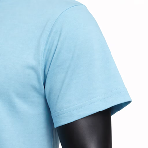 เสื้อยืดลำลองสีฟ้าอ่อนสำหรับผู้ชาย คอกลม แขนสั้น ผ้าฝ้าย 100% ทรงโอเวอร์ไซส์ สีพื้น ระบายอากาศได้ดี ผ้าถักน้ำหนัก 150 กรัม - Product Image 5