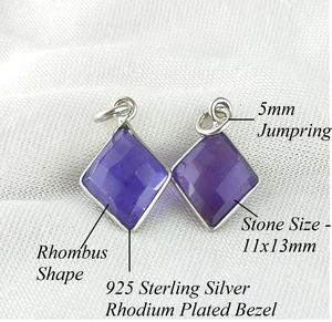 Colgante facetado de cuarzo rosa de Plata de Ley 925 con bisel chapado en oro, abalorio de rombo para la fabricación de joyas de piedra natal de octubre - Product Image 3