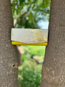 Real hecho a mano elegante Stubby colores del arco iris piel metálica reciclar cuero mujeres embrague multiuso monedero/ATM bolsa de moda - Product Image 3