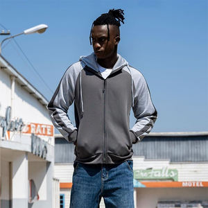 Vente en gros 350 Gsm Plain Hoodies Fleece Full Zipper Up Drawstring Hoodie Respirant Chaud Deux Poches Plaine Hoodies Pour Hommes - Product Image 6