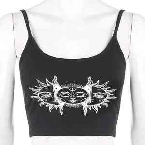 Camiseta sin mangas corta informal para mujer con diseño de logotipo personalizado, camisola de punto transpirable con estampado de diamantes en nailon para mujer, en la PCS-R-100 - Product Image 3