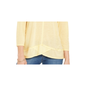 Top da donna Style & Co High Low in chiffon giallo XX-Large con dettagli cuciti per Primavera/Estate - Product Image 3