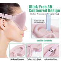 Masque oculaire en mousse à mémoire de forme 3D ajustable, personnalisé, noir, 100 % occultant, anti-pression, sans nœuds pour les cheveux, tendance, vente en gros
