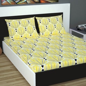 Sábanas _ Sábana de cama suave de gran calidad para el hogar 100% algodón Sábanas ajustadas King con 2 fundas de almohada Algodón, - Product Image 1