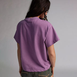 Vente en gros T-shirt court surdimensionné pour femmes 100% coton décontracté Streetwear haut tendance uni vierge personnalisé OEM vêtements T-shirt - Product Image 3
