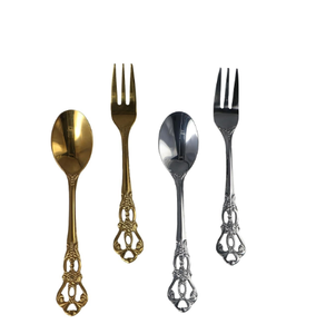 Couverts décoratifs finis argent de meilleure qualité cuillère fourchette couteau vaisselle peinte à la main manche en métal couverts en acier inoxydable - Product Image 5