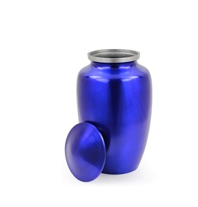 Urnas de cremación de metal de aluminio para cenizas y restos mortales | Hermosas urnas hechas a mano para humanos y mascotas (azul profundo) - Product Image 1