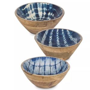 Wooden Table Decorative Serving <b>Bowl</b> for Salad Wooden Printed <b>Bowl</b> Enamel <b>Soup</b> <b>Bowl</b> for Table Decoration - Product Image 3