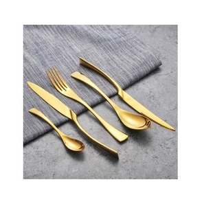 Cubiertos chapados en oro de lujo de acero inoxidable para boda, juego de cuchara y tenedor con mango de diseño bonito, seguro y saludable, gran oferta - Product Image 6