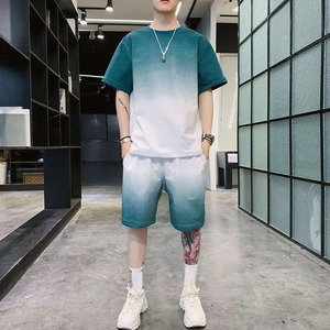 Survêtement Streetwear d'été décontracté pour hommes T-shirt à manches courtes respirant imprimé de haute qualité Short Jogger solide Ensemble de 2 pièces - Product Image 3