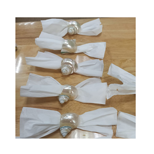 Vietnam Turbo Shell Anneau de serviette, coquillage naturel poli sur noyau en laiton, accessoire de table, Premium Haute qualité Meilleur prix - Product Image 2