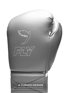 Gants de boxe gris à lacets super résistants, très demandés, pour entraînement et sparring professionnels, en cuir véritable, pour Muay Thai et Kickboxing. - Product Image 2