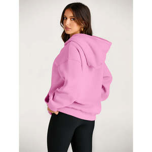 Women Bright pink Oversized Fleece <b>Hoodie</b> Soft Warm Pullover Long Sleeve Custom logo Option Front Breathable <b>Comfy</b> Casual Wear - Product Image 1