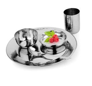 Juego Thali martillado de bajo precio para accesorios de cocina Juego de vajilla Thali pulido plateado a precios asequibles. - Product Image 6