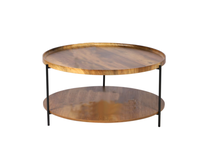 Meubles décoratifs à 2 niveaux Bureau de salon en bois et en métal Vaisselle Table basse Fabricant en gros Exportateur