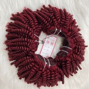 Raw Virgin Double Drawn Extensiones de cabello rojo de 12 pulgadas Máquina de trama de cabello humano rizado Suelto - Product Image 5