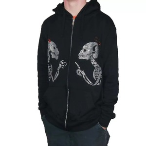 Sudadera con Capucha Unisex Extra Grande Personalizada con Pedrería, Ropa Urbana para Otoño e Invierno, Sudadera Brillante con Pedrería y Logotipo - Product Image 3