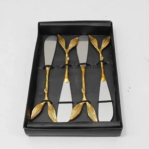 ชุดช้อนส้อมแบบแบนหรูหราสำหรับตกแต่งโต๊ะสีทองและสีเงินมีดออกแบบให้สวยงามเครื่องใช้บนโต๊ะอาหารของตกแต่งห้องครัว - Product Image 5