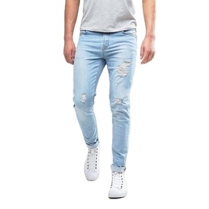 Jeans bleu coupe droite, jambe large, denim uni, pantalon décontracté pour homme, devant plat, fitness, streetwear, denim respirant - Product Image 2