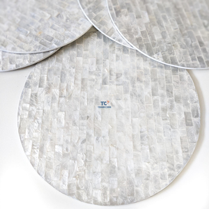 Boho pvc napperons ronds napperons table à manger chargeur plaque décoration pour affichage coquille broderie nacre - Product Image 2