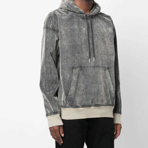 Sudadera con Capucha de Estilo Único, Lavado Ácido Personalizado, Corte Cuadrado, Impermeable para Invierno, Efecto Desgastado por el Sol, Cierre de Cremallera, Material de Alta Calidad, Gruesa - Product Image 4