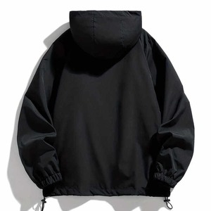 Servicio de OEM, buena alta calidad, impresión personalizada, forro de malla, chaqueta impermeable con cremallera, chaqueta cortavientos con capucha para hombres a la venta - Product Image 2